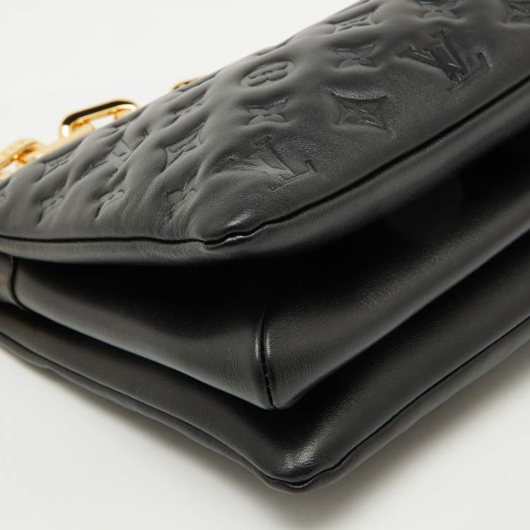 Pre Owned Louis Vuitton Black Monogram Embossed Leather Coussin MM Bag
