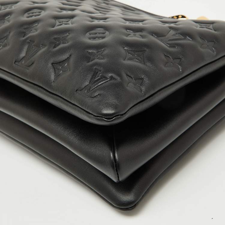 Pre Owned Louis Vuitton Black Monogram Embossed Leather Coussin MM Bag