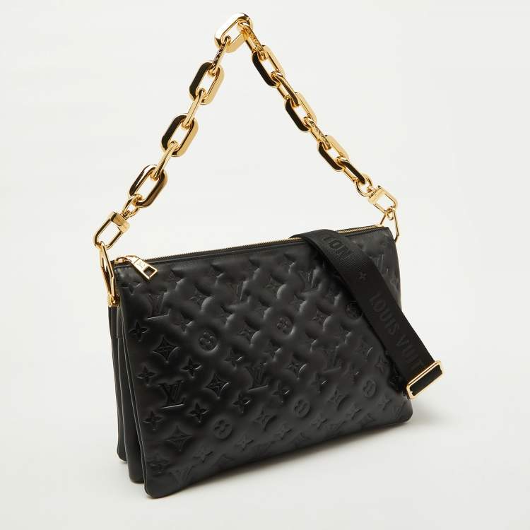 Pre Owned Louis Vuitton Black Monogram Embossed Leather Coussin MM Bag