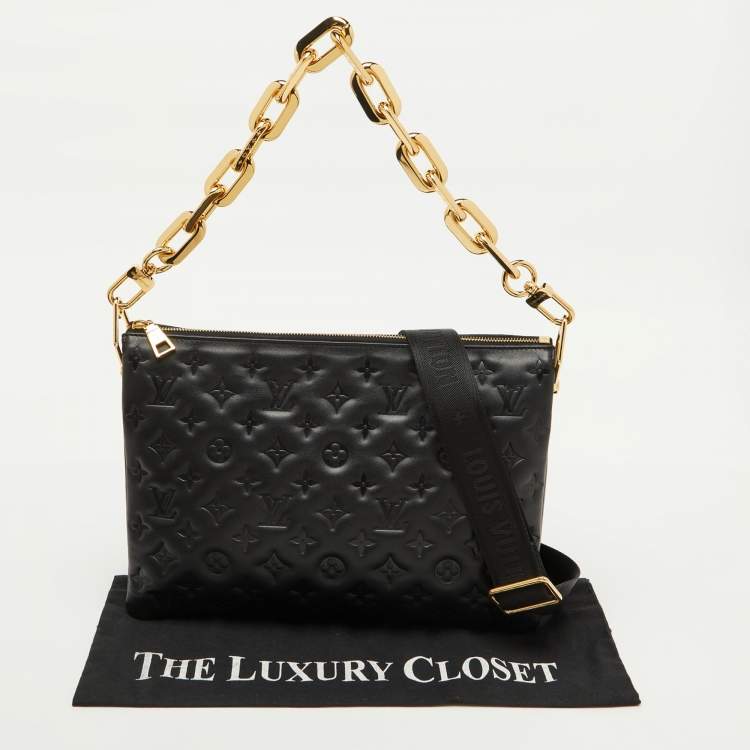 Pre Owned Louis Vuitton Black Monogram Embossed Leather Coussin MM Bag