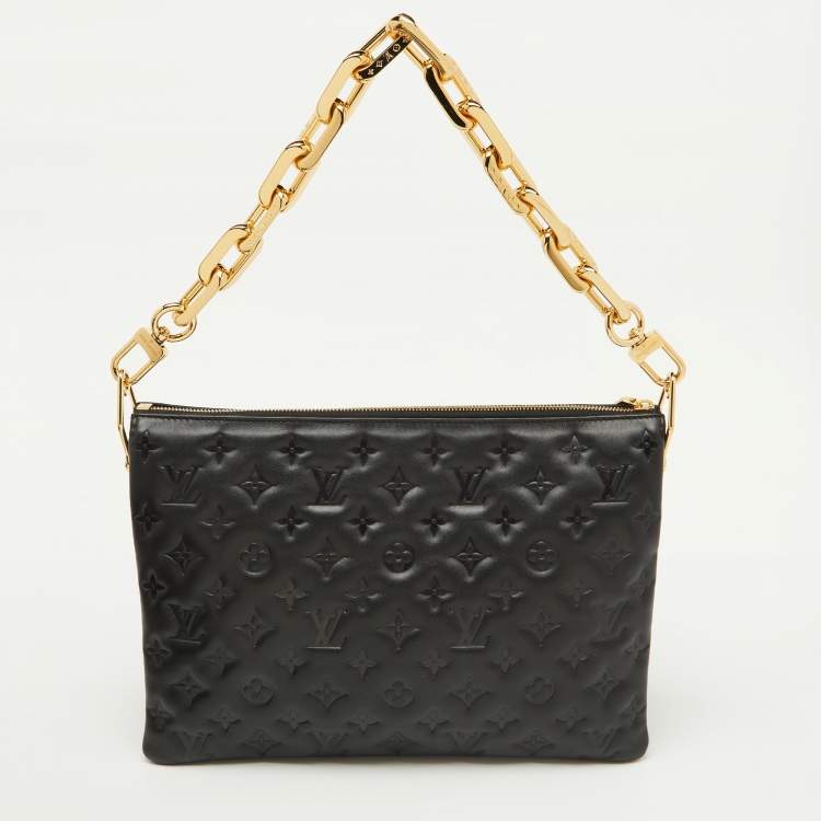 Pre Owned Louis Vuitton Black Monogram Embossed Leather Coussin MM Bag