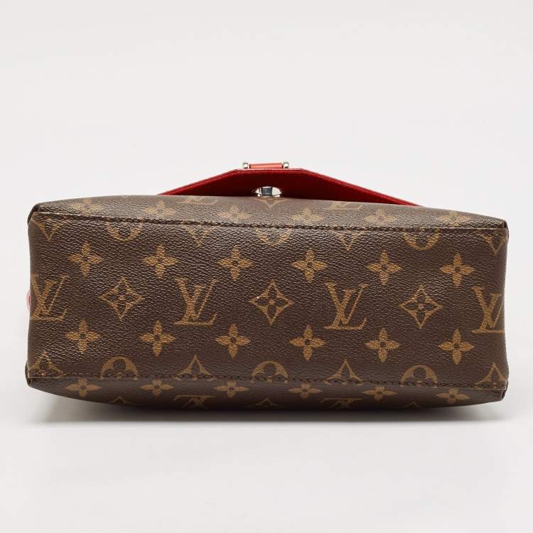 Pre Owned Louis Vuitton Coquelicot Epi Leather and Monogram Canvas Saint Michel Bag