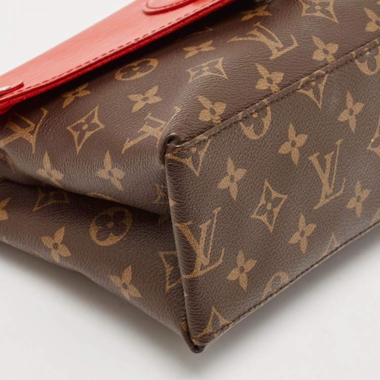 Pre Owned Louis Vuitton Coquelicot Epi Leather and Monogram Canvas Saint Michel Bag