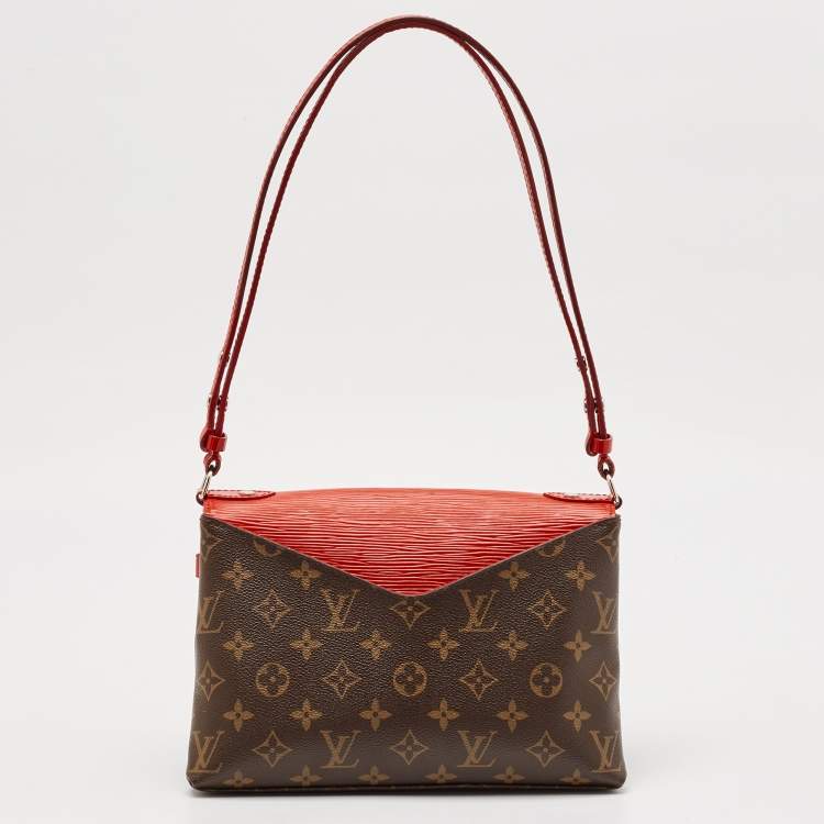 Pre Owned Louis Vuitton Coquelicot Epi Leather and Monogram Canvas Saint Michel Bag