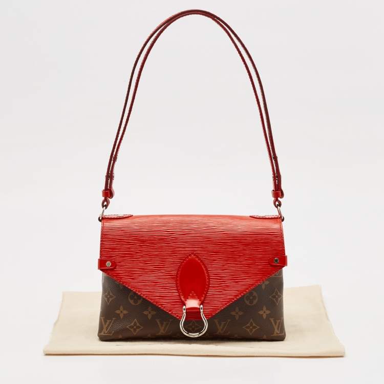 Pre Owned Louis Vuitton Coquelicot Epi Leather and Monogram Canvas Saint Michel Bag