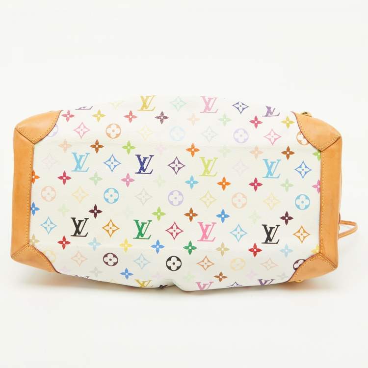 Pre Owned Louis Vuitton White Multicolore Monogram Canvas Ursula Bag