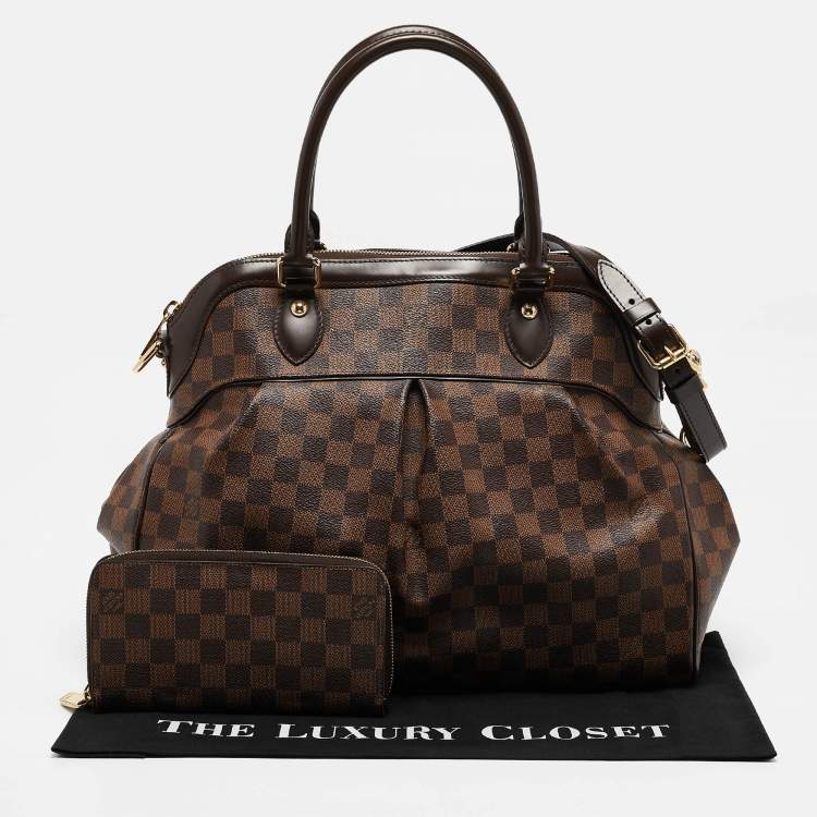 Pre Owned Louis Vuitton Damier Ebene Canvas Trevi GM Bag w/ Zippy Wallet
