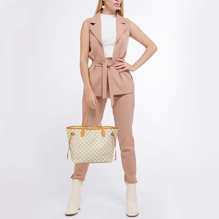 Pre Owned Louis Vuitton Damier Azur Canvas Neverfull MM Bag