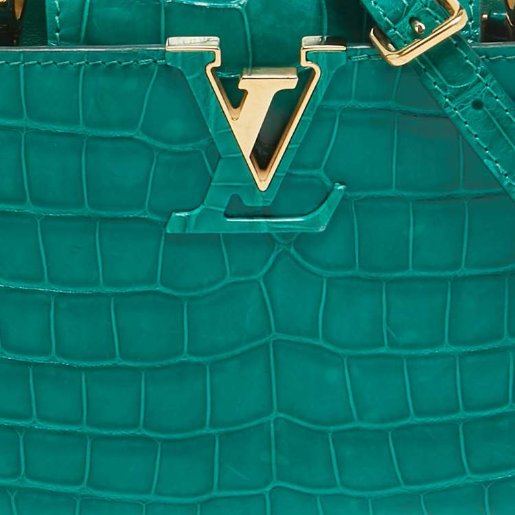 Pre Owned Louis Vuitton Emerald Alligator Mini Capucines Bag