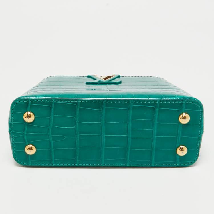 Pre Owned Louis Vuitton Emerald Alligator Mini Capucines Bag