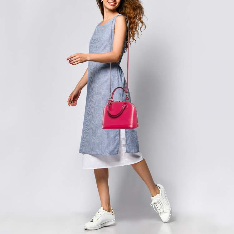 Pre Owned Louis Vuitton Fuchsia Epi Leather Alma BB Bag