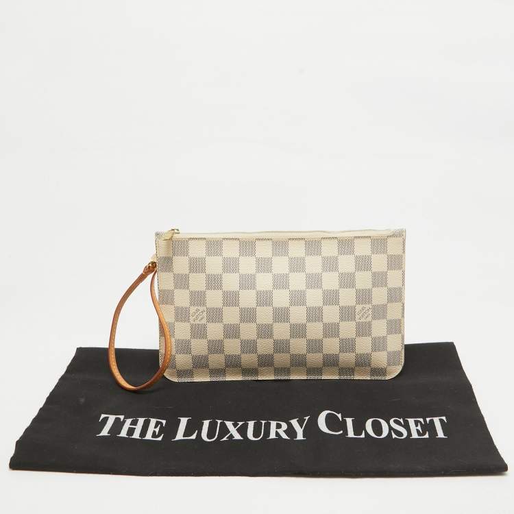 Pre Owned Louis Vuitton Damier Azur Canvas Neverfull PM Zipped Pochette