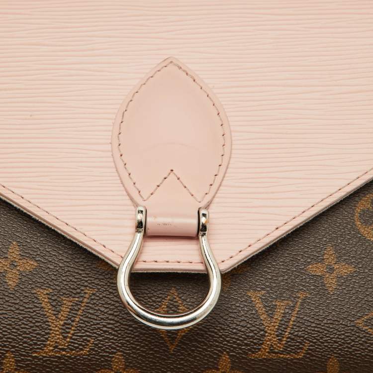 Pre Owned Louis Vuitton Rose Ballerine Epi Leather and Monogram Canvas Saint Michel Bag