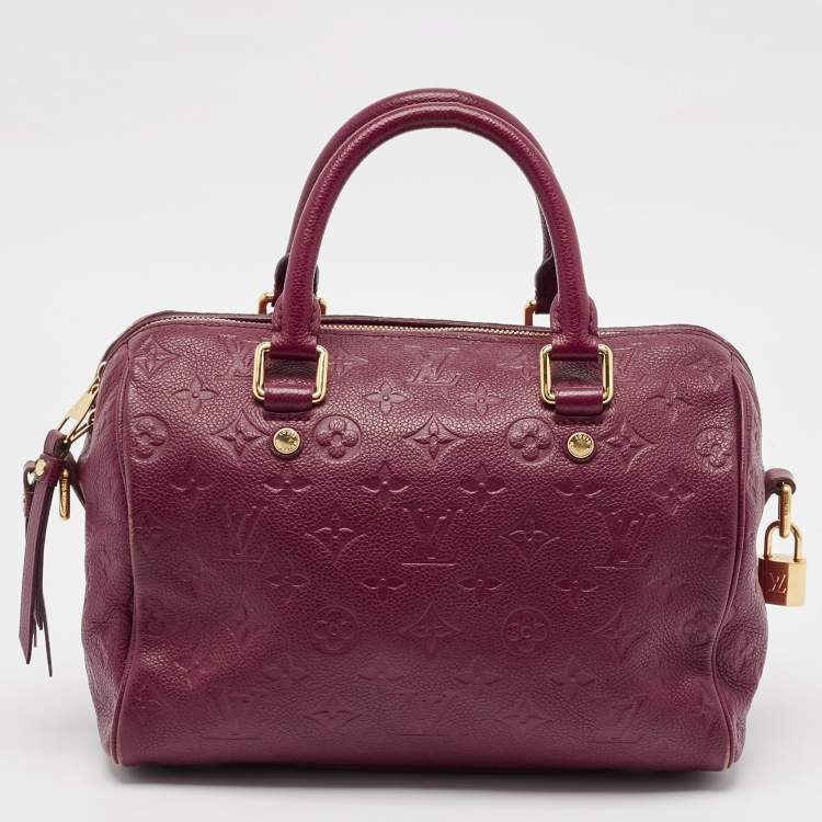 Pre Owned Louis Vuitton Aurore Monogram Empreinte Leather Speedy Bandouliere 25 Bag