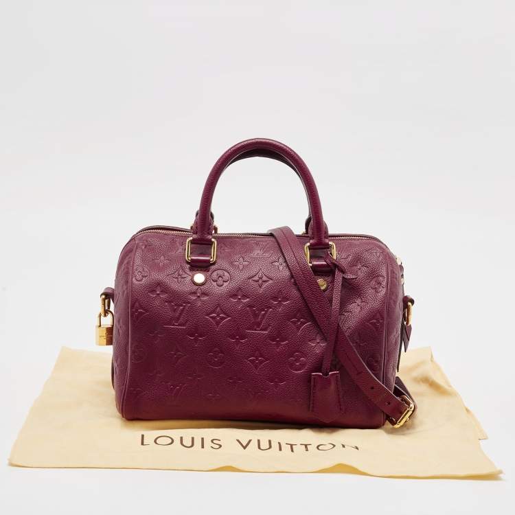 Pre Owned Louis Vuitton Aurore Monogram Empreinte Leather Speedy Bandouliere 25 Bag