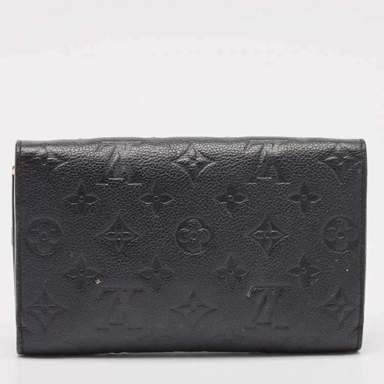 Pre Owned Louis Vuitton Black Monogram Empreinte Leather Vavin Chain Wallet 