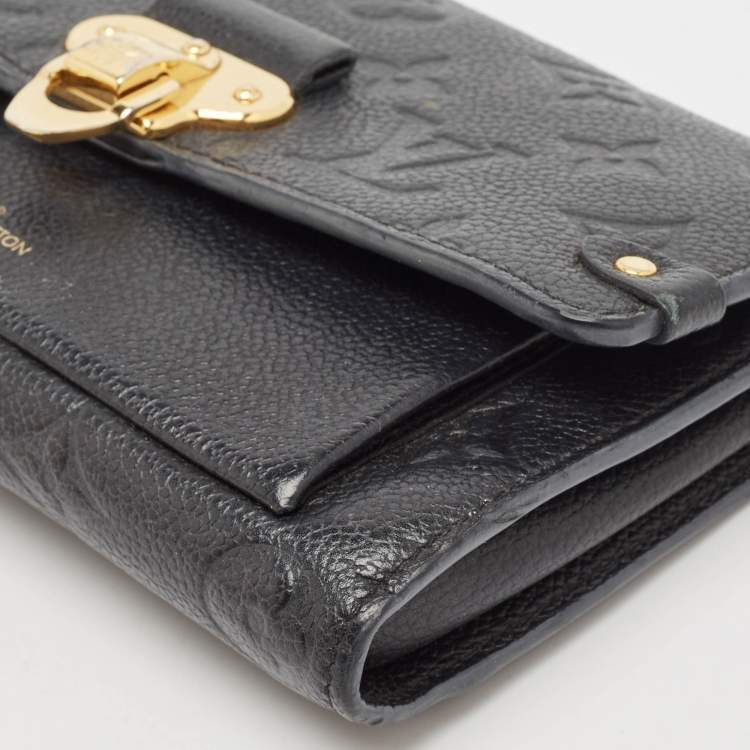 Pre Owned Louis Vuitton Black Monogram Empreinte Leather Vavin Chain Wallet 