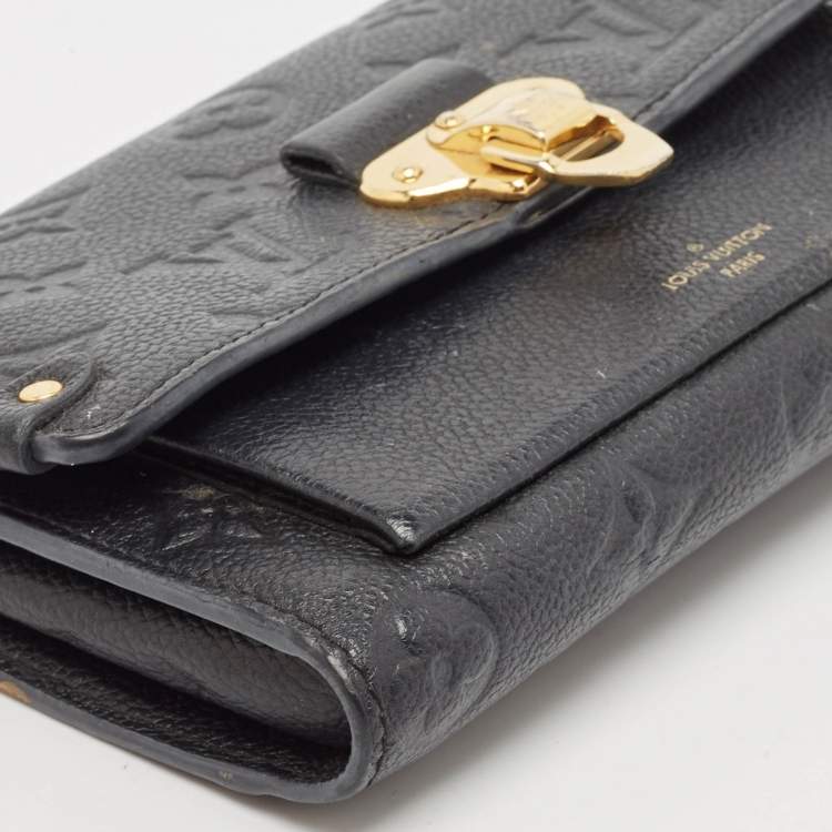 Pre Owned Louis Vuitton Black Monogram Empreinte Leather Vavin Chain Wallet 