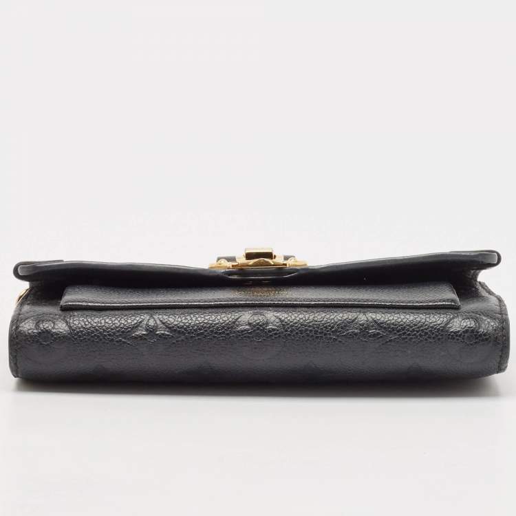 Pre Owned Louis Vuitton Black Monogram Empreinte Leather Vavin Chain Wallet 