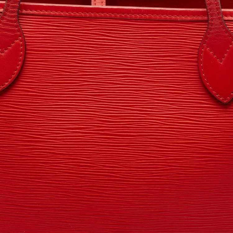 Pre Owned Louis Vuitton Castillan Red Epi Leather Neverfull MM Bag