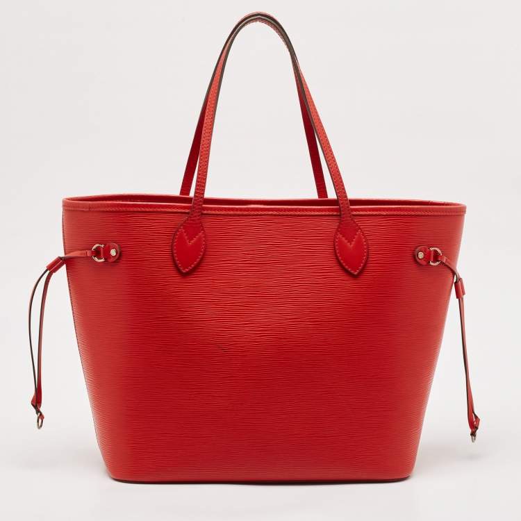 Pre Owned Louis Vuitton Castillan Red Epi Leather Neverfull MM Bag