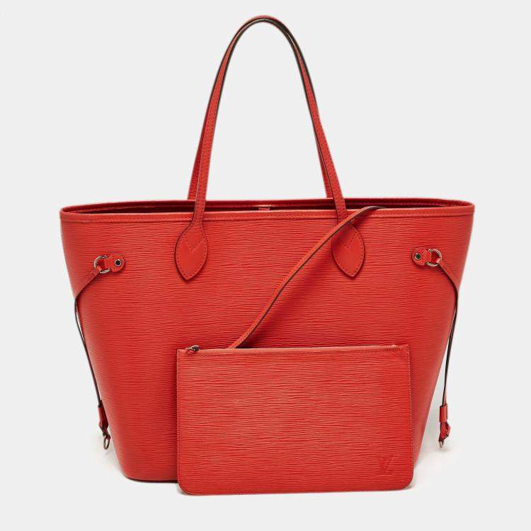 Pre Owned Louis Vuitton Castillan Red Epi Leather Neverfull MM Bag