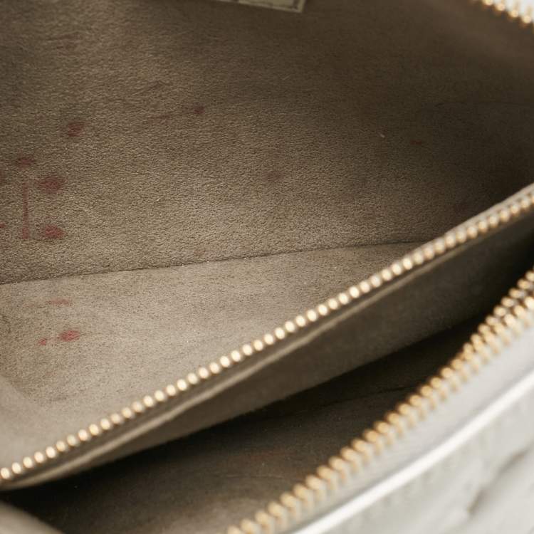 Pre Owned Louis Vuitton Silver Monogram Embossed Puffy Leather Coussin BB Bag