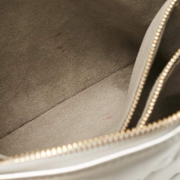 Pre Owned Louis Vuitton Silver Monogram Embossed Puffy Leather Coussin BB Bag