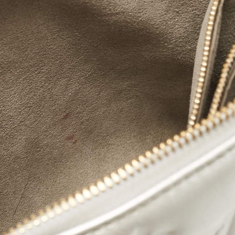 Pre Owned Louis Vuitton Silver Monogram Embossed Puffy Leather Coussin BB Bag