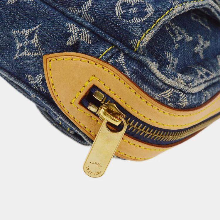 Pre Owned Louis Vuitton Blue Monogram Denim Baggy GM Shoulder Bag