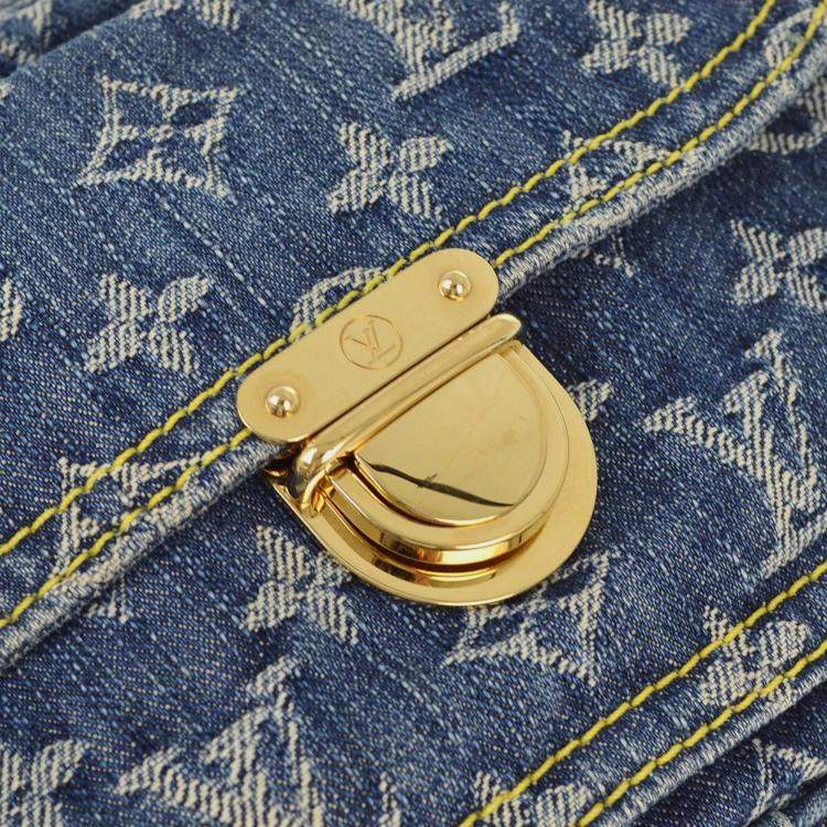 Pre Owned Louis Vuitton Blue Monogram Denim Baggy GM Shoulder Bag