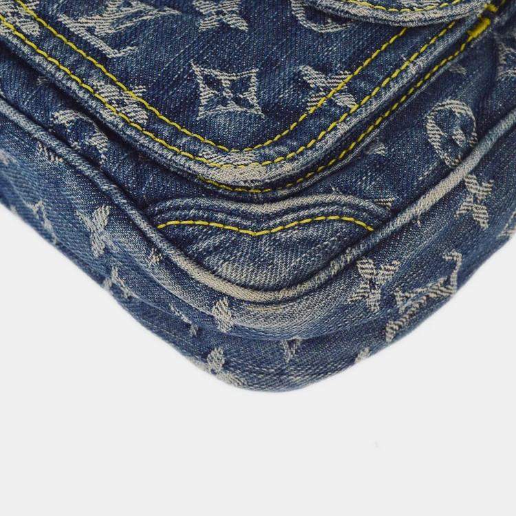 Pre Owned Louis Vuitton Blue Monogram Denim Baggy GM Shoulder Bag