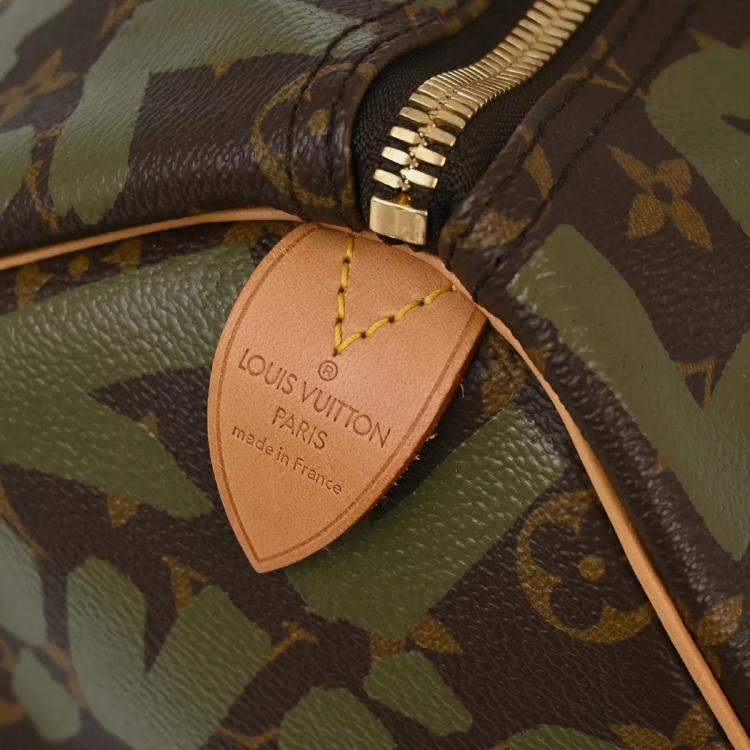 Pre Owned Louis Vuitton Khaki Monogram Graffiti Keepall 50 Duffle  Bag