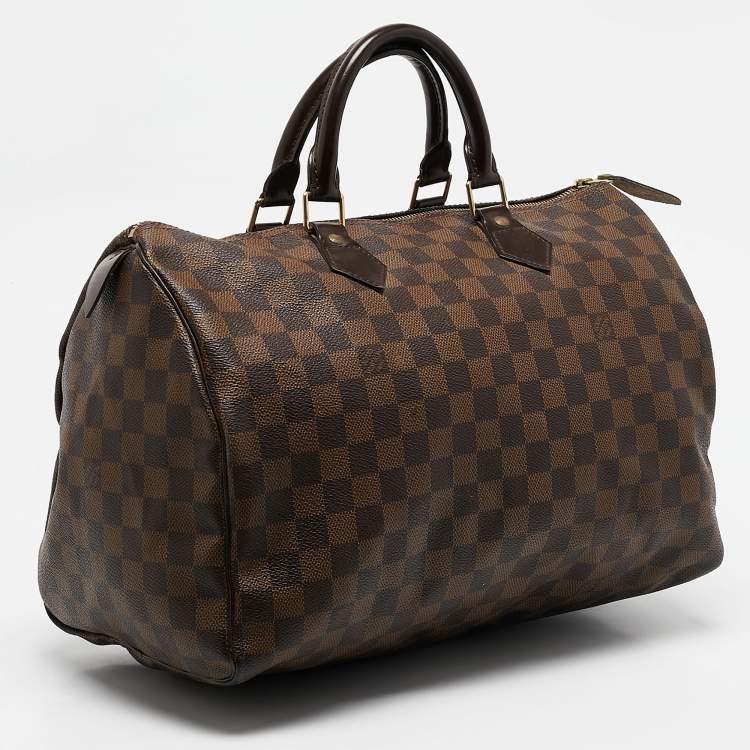 Pre Owned Louis Vuitton Damier Ebene Canvas Speedy 35 Bag