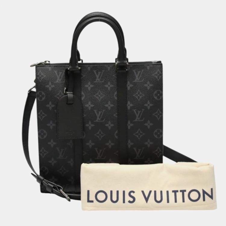 Pre Owned Louis Vuitton Black Monogram Eclipse Sac Plat Tote Bag