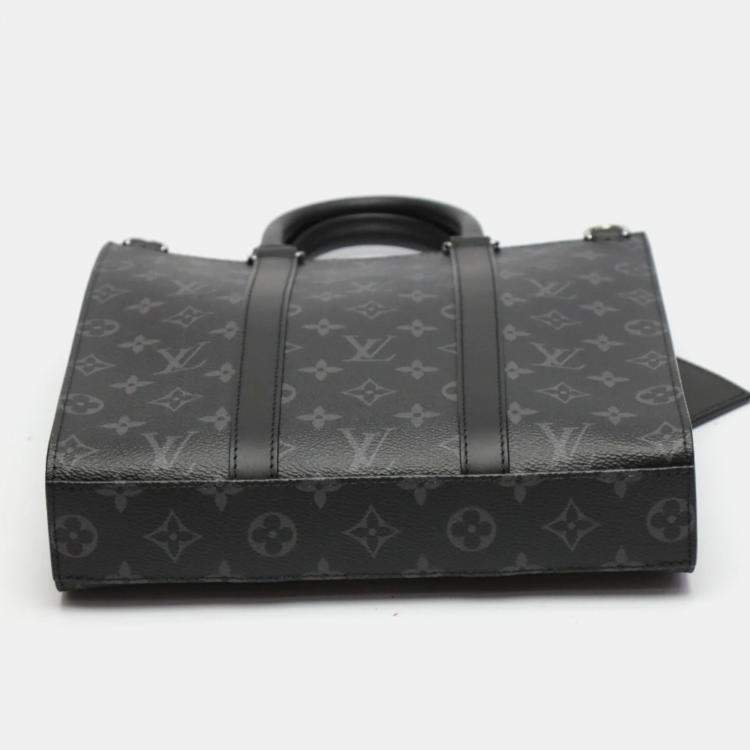 Pre Owned Louis Vuitton Black Monogram Eclipse Sac Plat Tote Bag