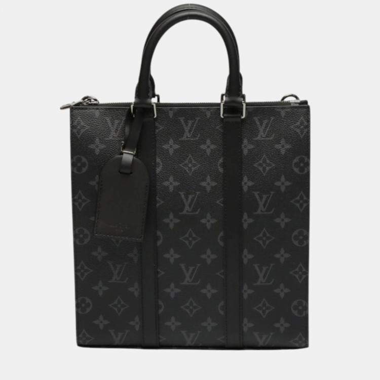 Pre Owned Louis Vuitton Black Monogram Eclipse Sac Plat Tote Bag