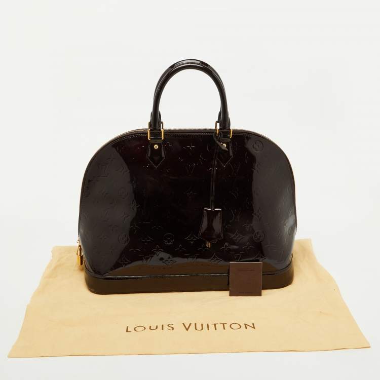 Pre Owned Louis Vuitton Amarante Monogram Vernis Alma GM Bag