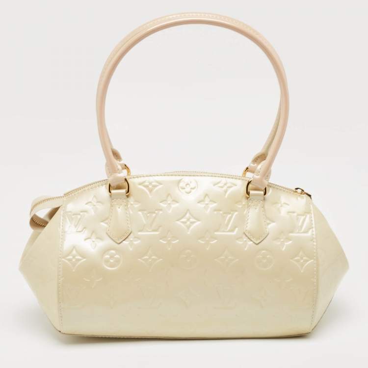 Pre Owned Louis Vuitton Perle Monogram Vernis Sherwood PM Bag w/ Sarah Wallet