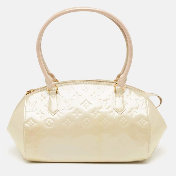 Pre Owned Louis Vuitton Perle Monogram Vernis Sherwood PM Bag w/ Sarah Wallet