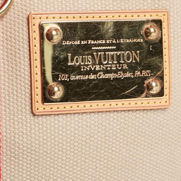 Pre Owned Louis Vuitton Beige/Red Canvas Antigua Cabas PM Bag
