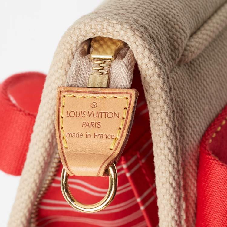 Pre Owned Louis Vuitton Beige/Red Canvas Antigua Cabas PM Bag
