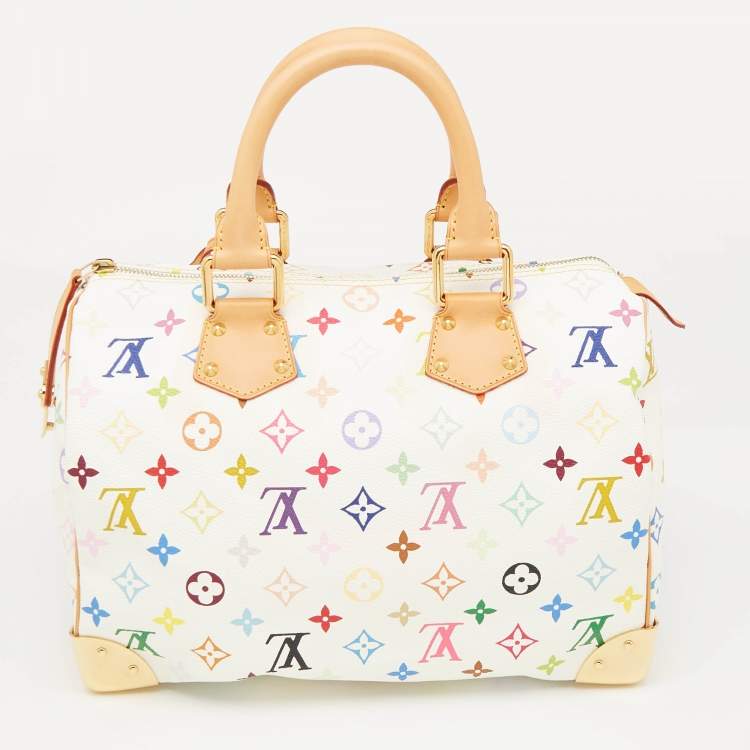 Pre Owned Louis Vuitton White Monogram Multicolore Canvas Speedy 30 Bag
