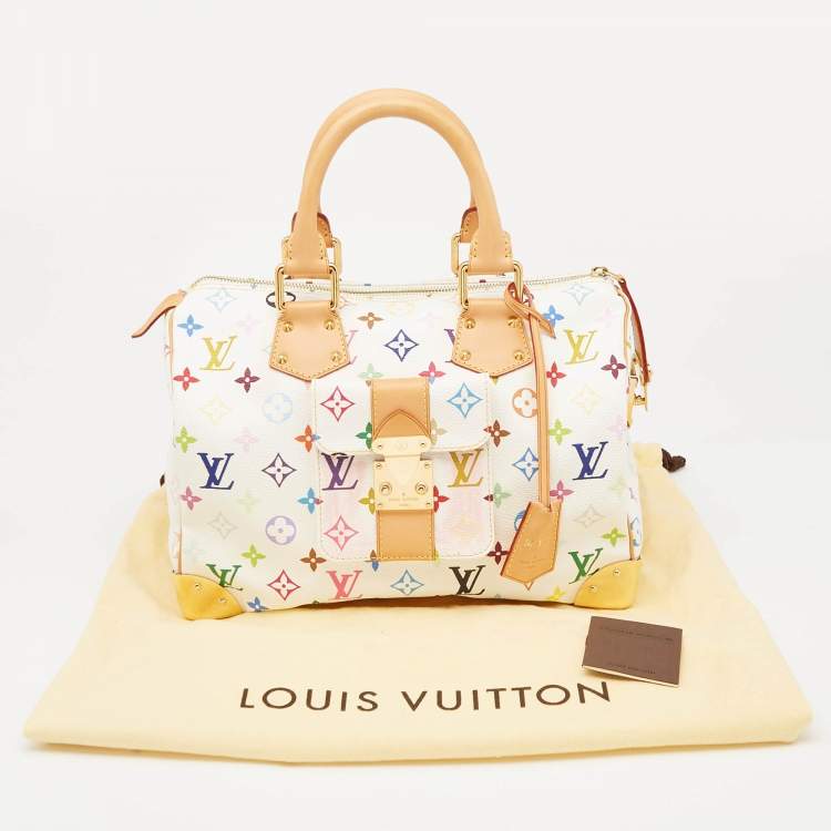 Pre Owned Louis Vuitton White Monogram Multicolore Canvas Speedy 30 Bag