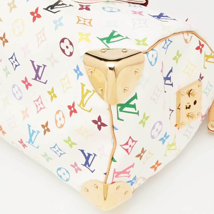 Pre Owned Louis Vuitton White Monogram Multicolore Canvas Speedy 30 Bag