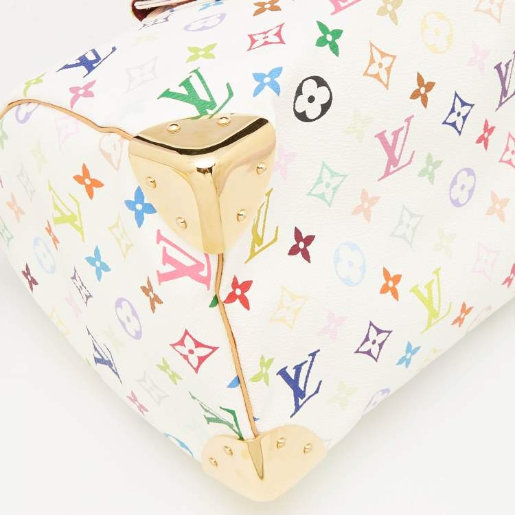Pre Owned Louis Vuitton White Monogram Multicolore Canvas Speedy 30 Bag