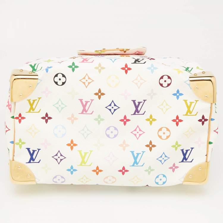 Pre Owned Louis Vuitton White Monogram Multicolore Canvas Speedy 30 Bag