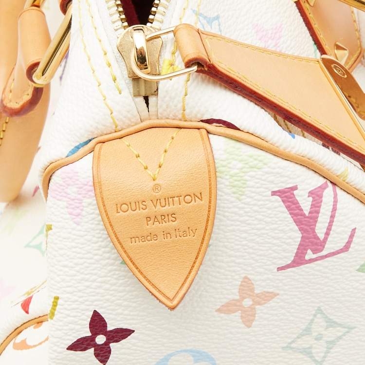 Pre Owned Louis Vuitton White Monogram Multicolore Canvas Speedy 30 Bag