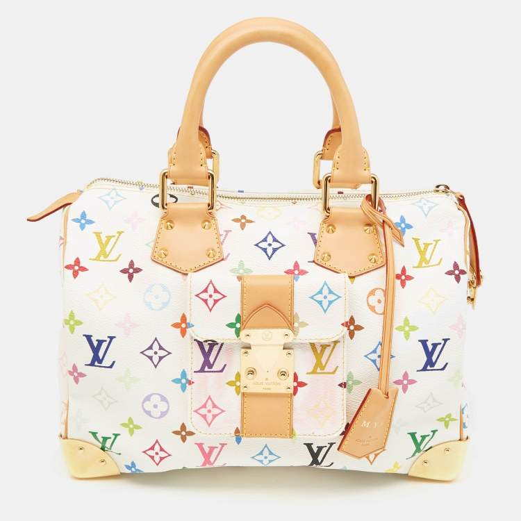 Pre Owned Louis Vuitton White Monogram Multicolore Canvas Speedy 30 Bag