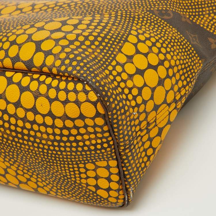 Pre Owned Louis Vuitton Yellow Monogram Waves Limited Edition Yayoi Kusama Neverfull MM Bag